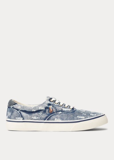 Men's Polo Ralph Lauren Thorton Washed Denim Sneakers | 953027DXG